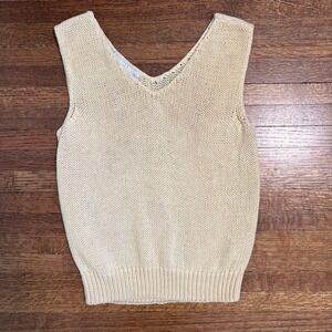 Vintage Country Players Sweater Vest Ramie Cotton Knit Beige Sleeveless‎ Top S